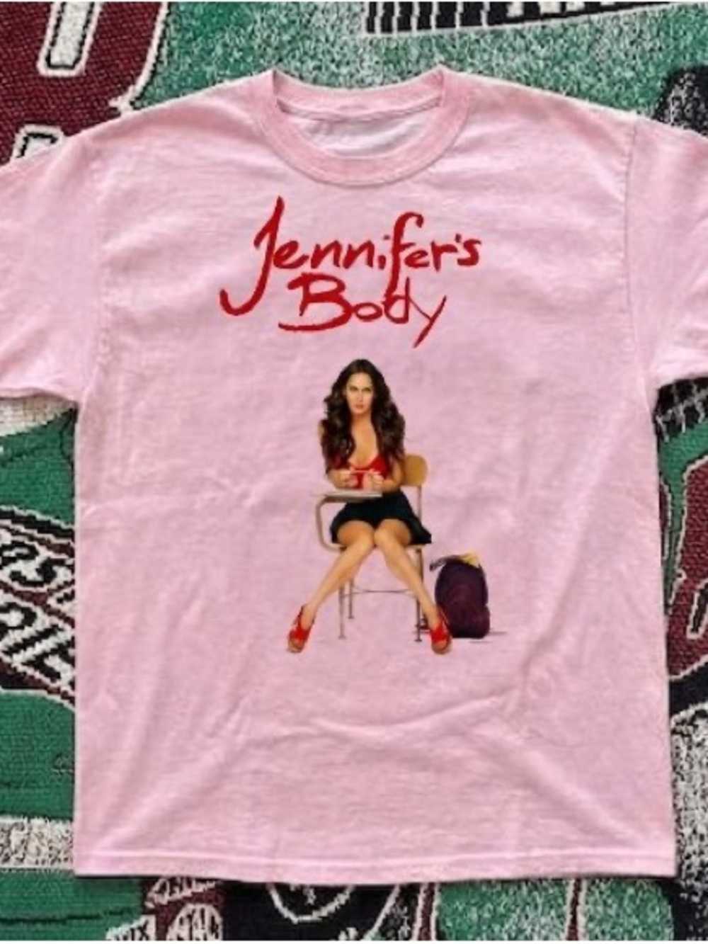 Gildan Pink 'Jennifer's Body' Graphic Tee with Red Print